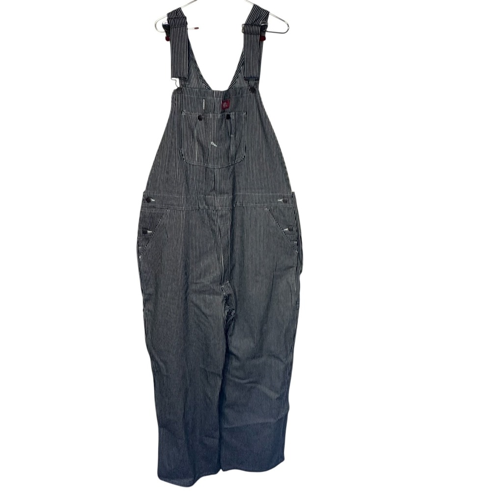 Dickies Mens Hickory Striped Carpenter Bib Overalls Blue White 42X30 83297HS NWT